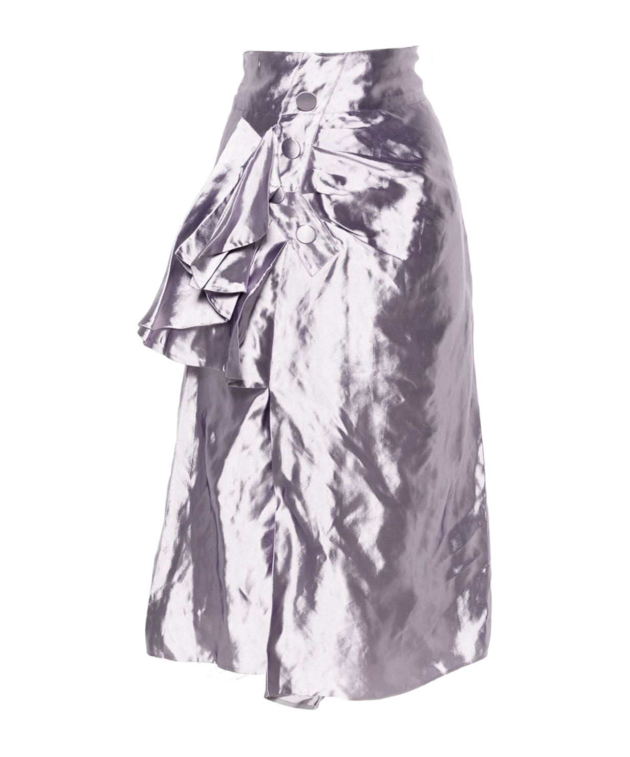 Maison Margiela Drape-detailed Satin Midi Skirt In Purple