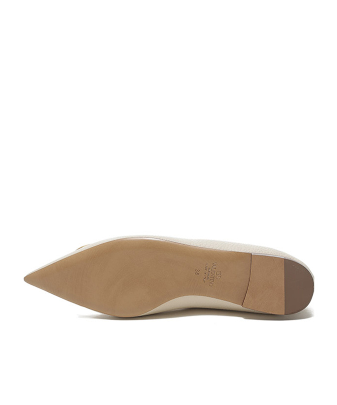 Valentino Vlogo Leather Ballerina Shoes In Nude