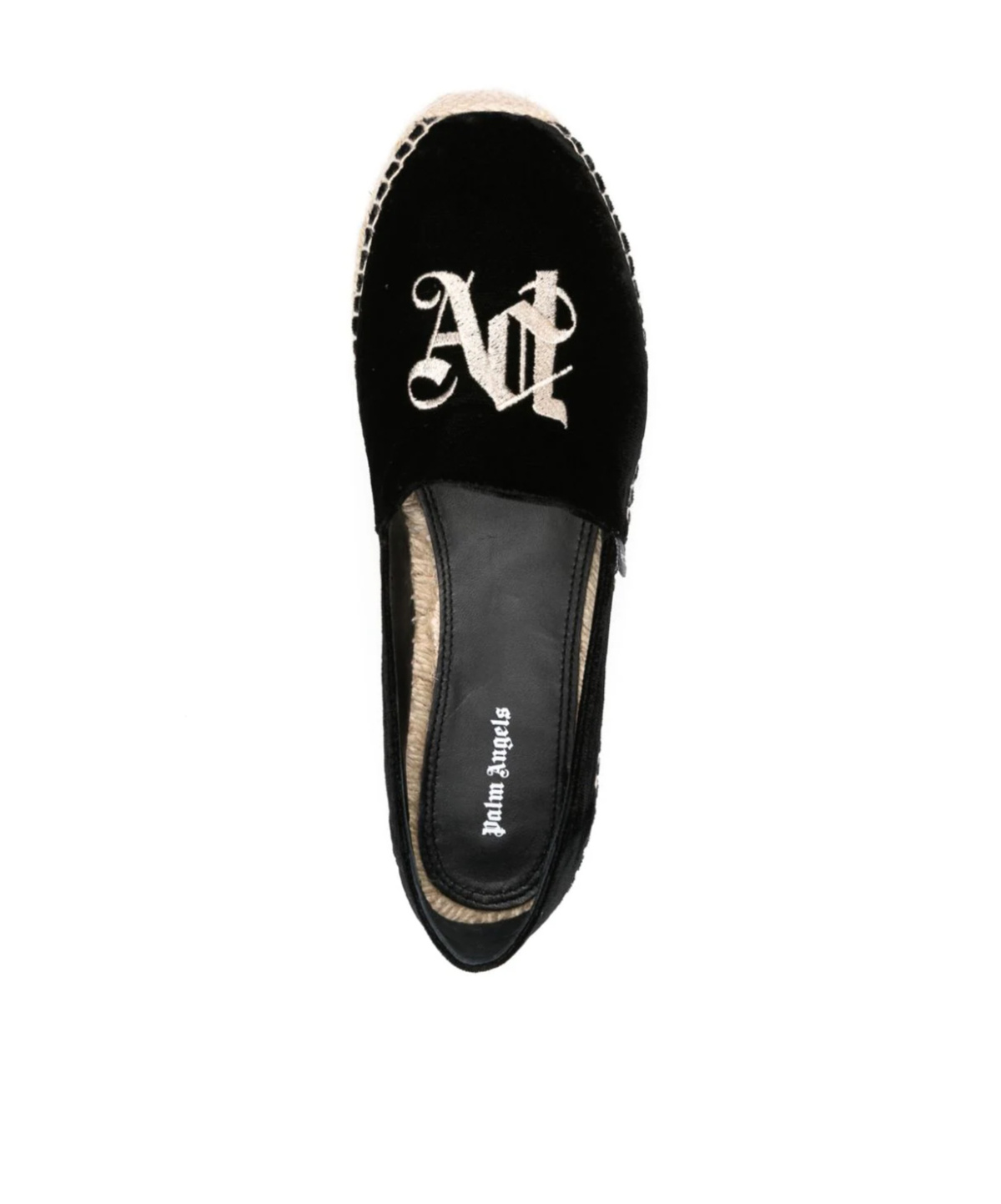 Palm Angels Logo-embroidered Velvet Espadrilles In Black