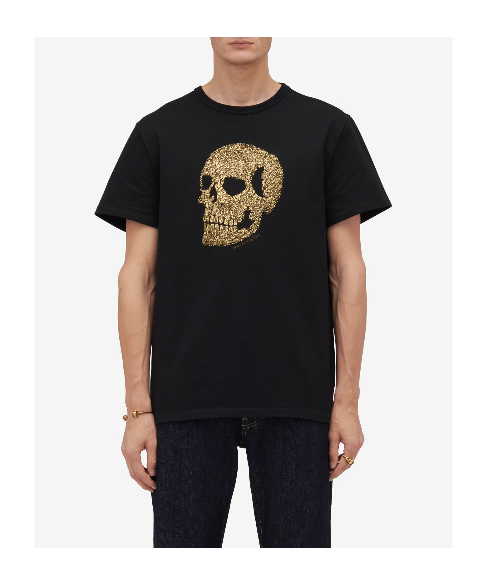 Alexander Mcqueen Skull Embellished Crewneck T-shirt In Black
