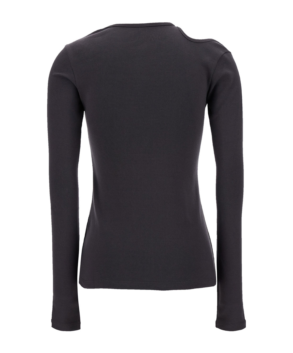 Low Classic Grey Long Sleeve T-shirt With Cut-out In Cotton Blend Woman In Black