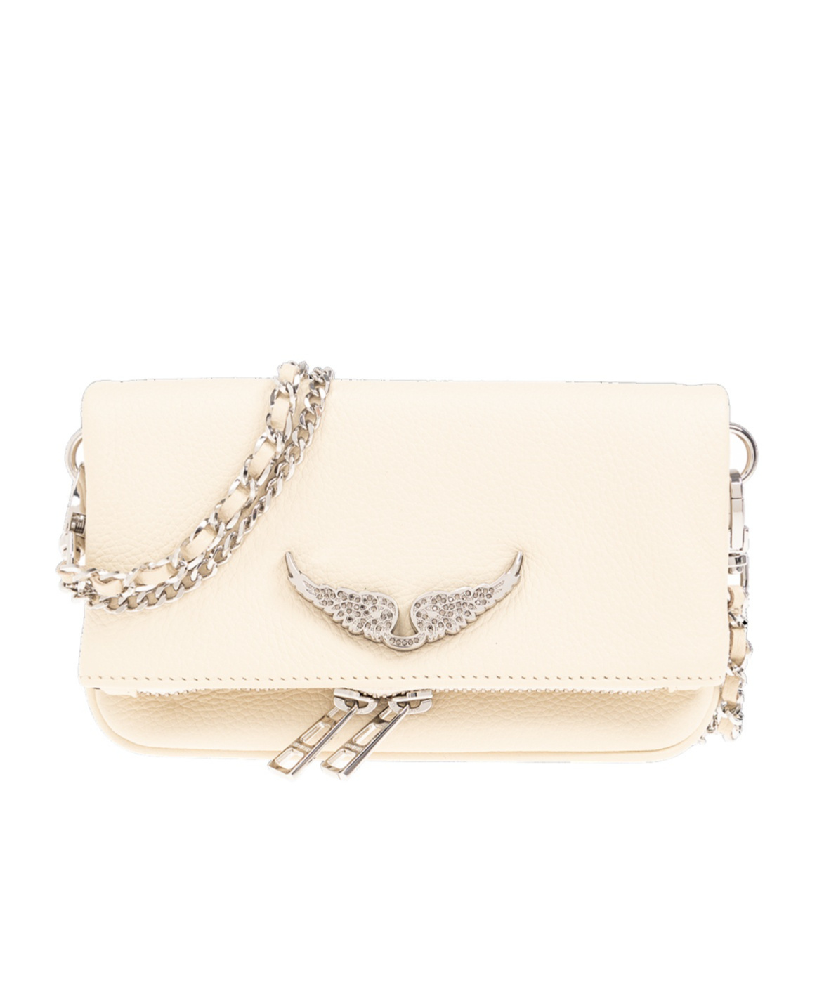 Shop Zadig & Voltaire Swing Your Wings Rock Nano Leather Crossbody Bag In White
