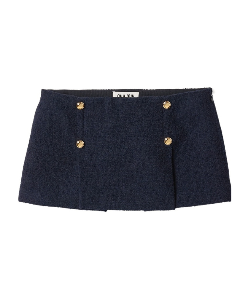 Miu Miu Emblem Wool Skirt In Black