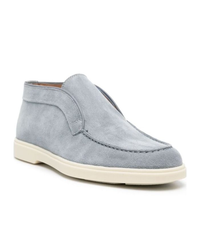 Santoni Slip-on Sneakers Suede Finish In Gray