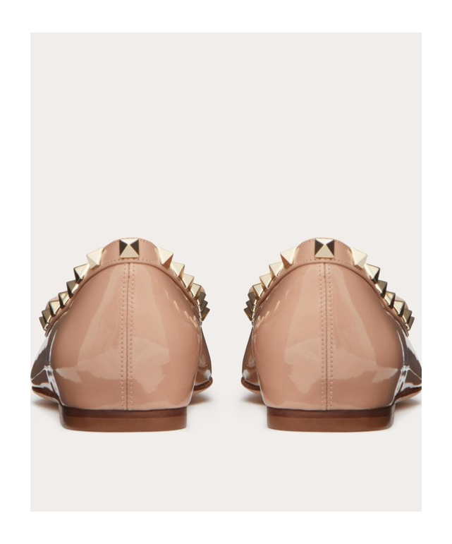 Valentino Leather Ballet Flats With Bow And Studs In Nude