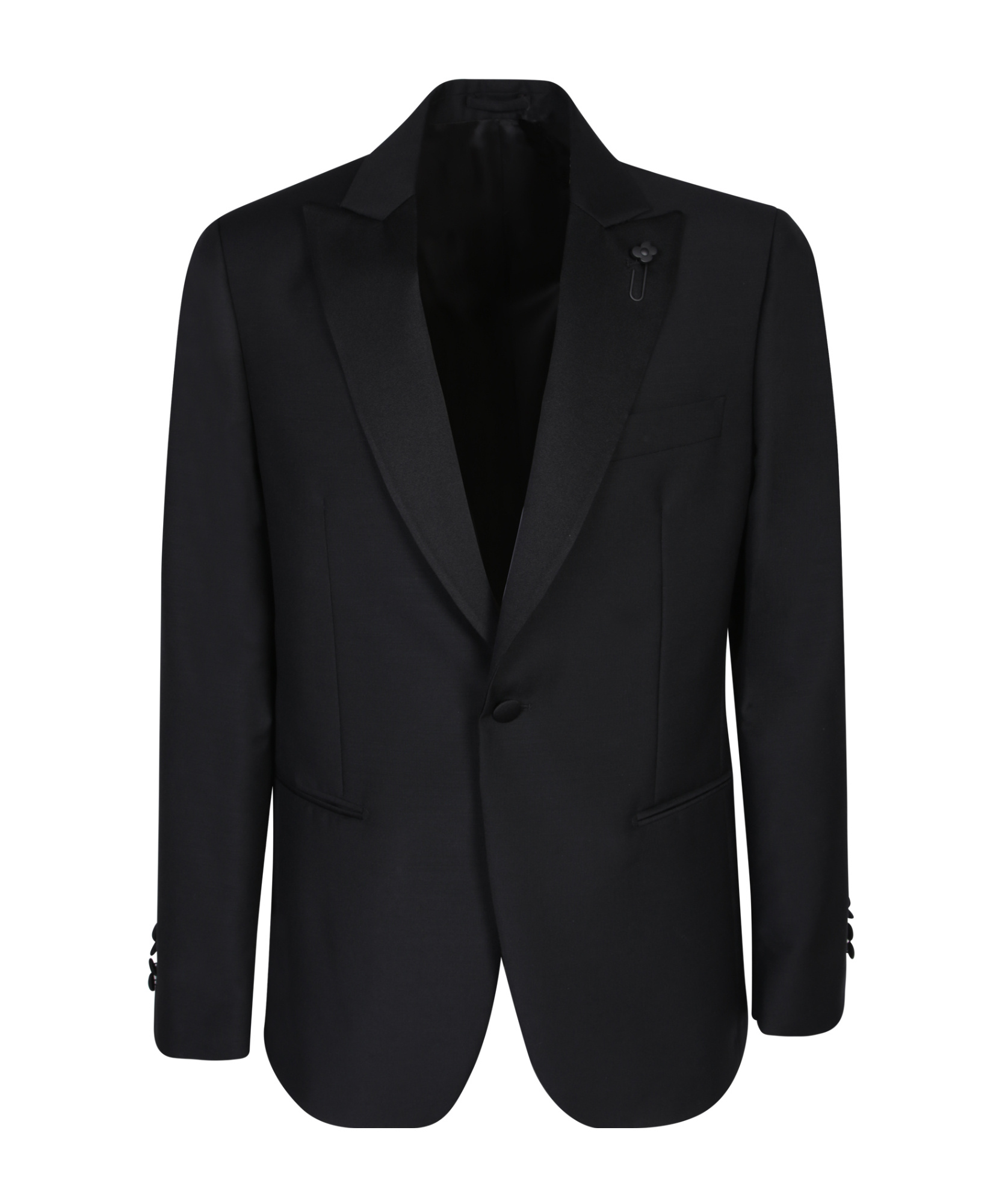 Lardini Blue Single-breasted Suit With Peak Revers In Black