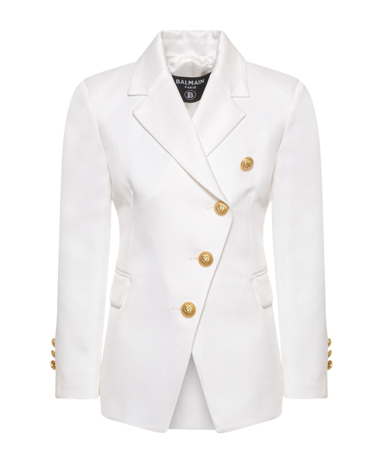 Balmain Asymmetric Single-breasted Blazer In White