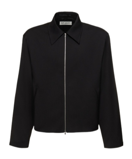 Our Legacy Wool Jacket Collared Design Long Sleeves Pockets In Black