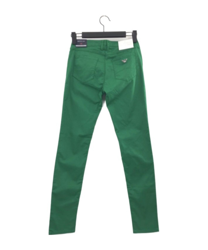 Armani Jeans Logo Zipper Denim Trousers In Green