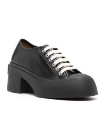 Marni 70mm Leather Platform Sneakers In Black