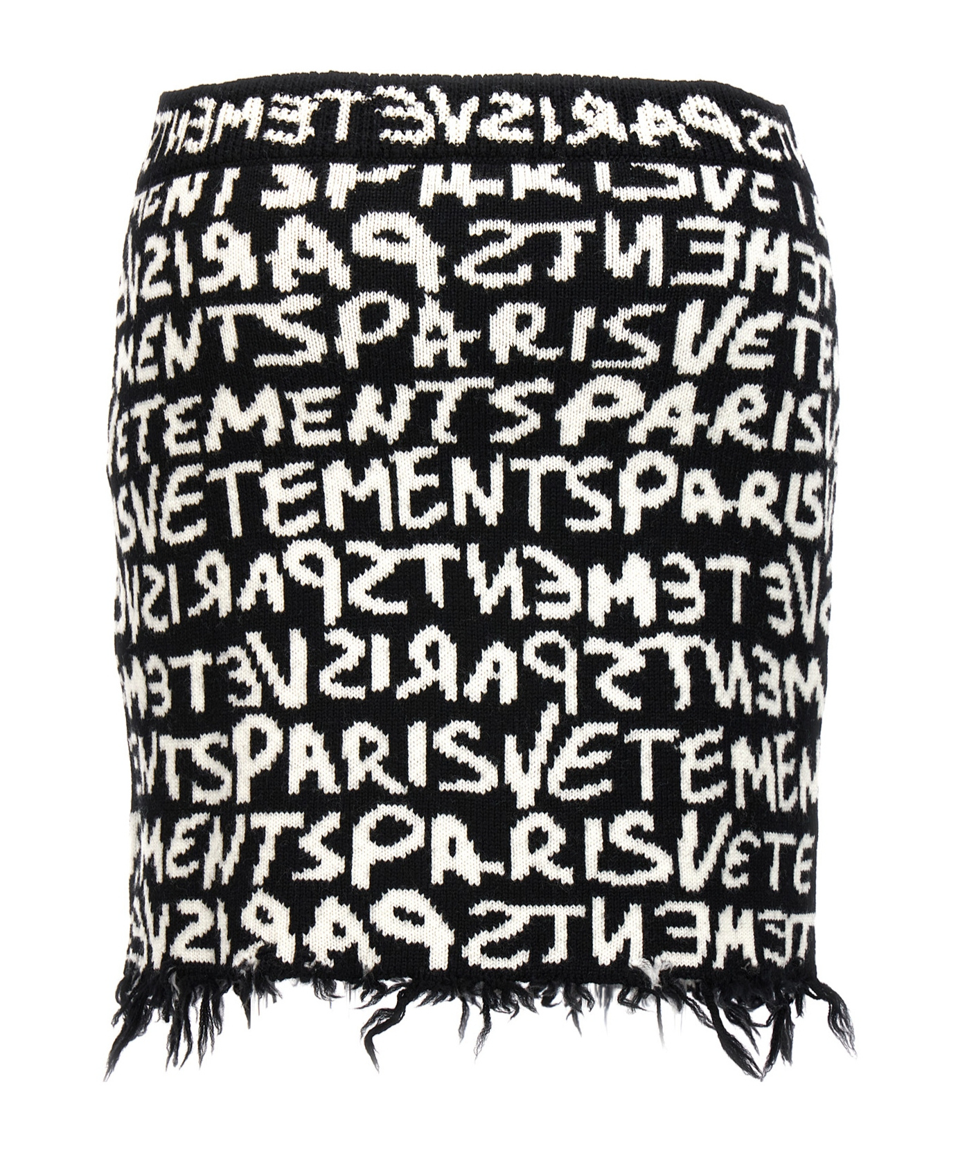 Vetements Paris Monogram High-waisted Mini Skirt In Black