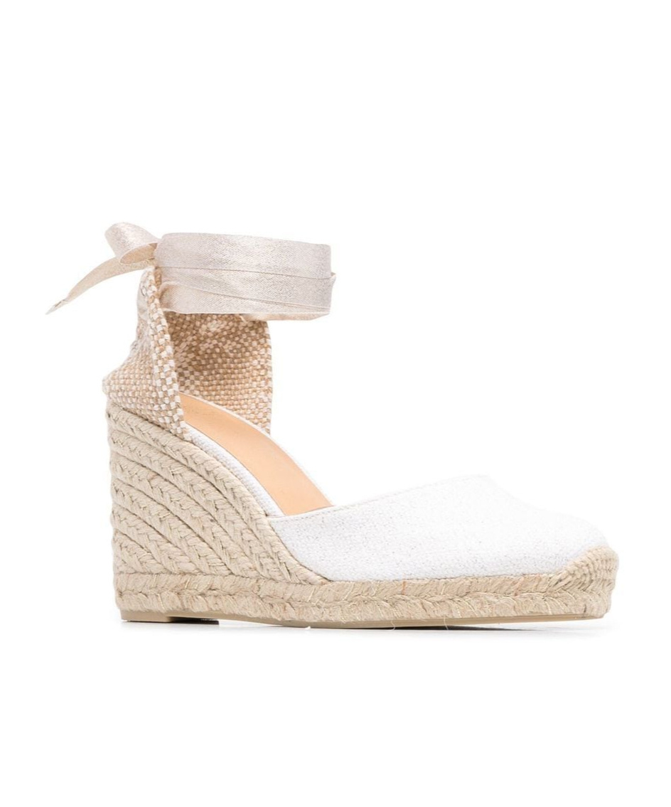 Shop Castaã±er 95mm Tie-detail Platform Espadrilles In Nude