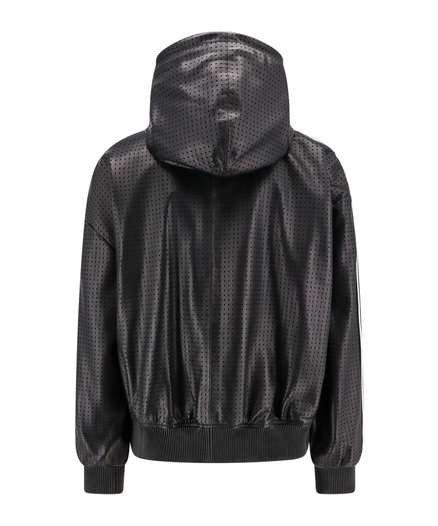 Off-white Perforated Leather Jacket With Frontal Logo Patch In Black