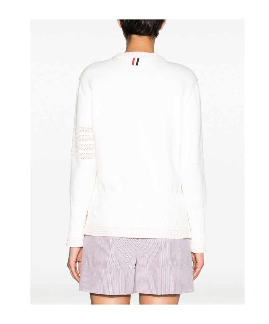 Thom Browne Pointelle-knit 4-bar Jumper In White