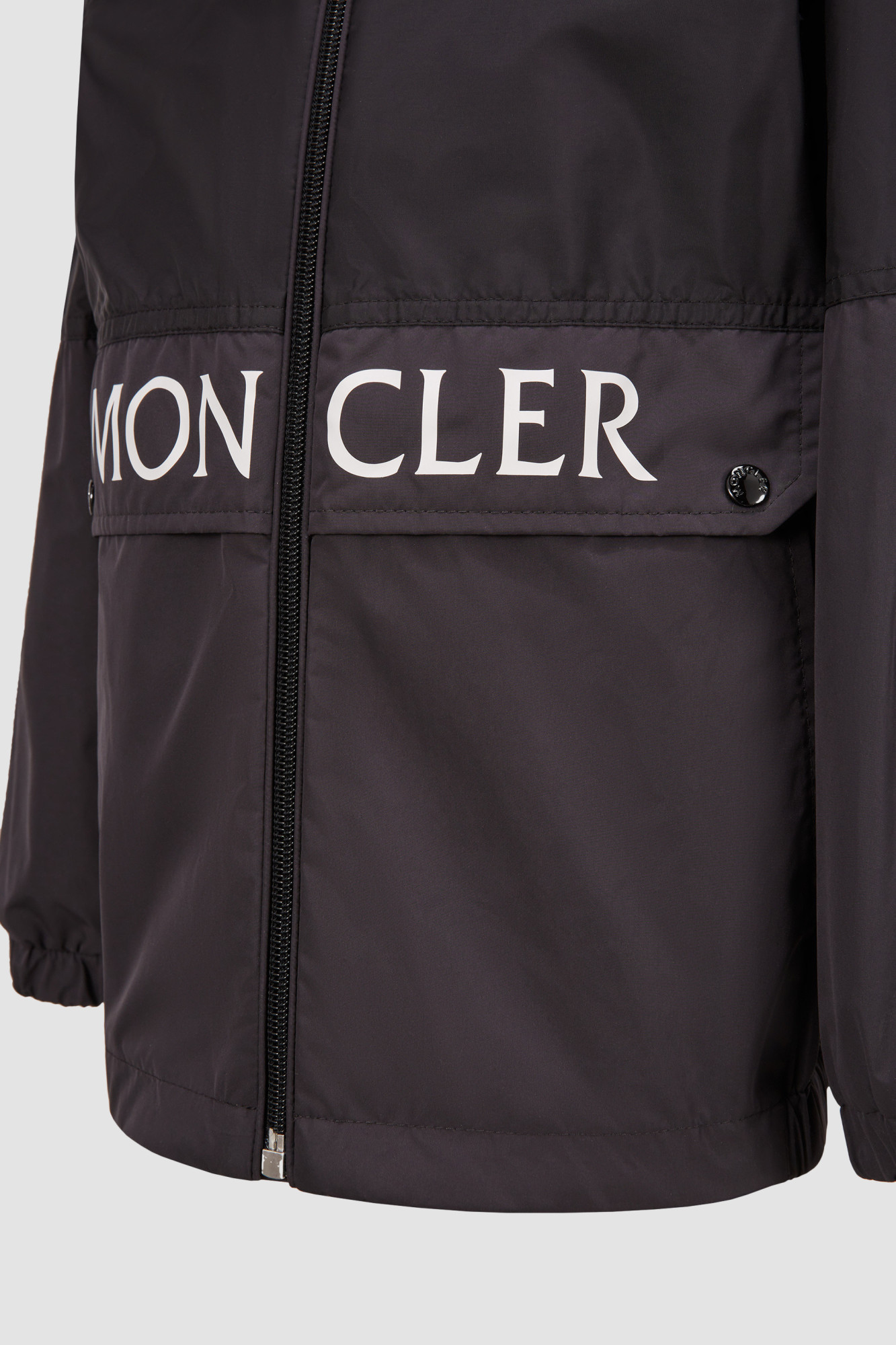 Moncler Enfant Logo Printed Hooded Jacket In Black