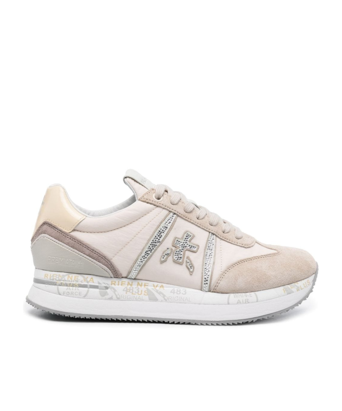 Premiata Conny Mix Materials Sneakers In White