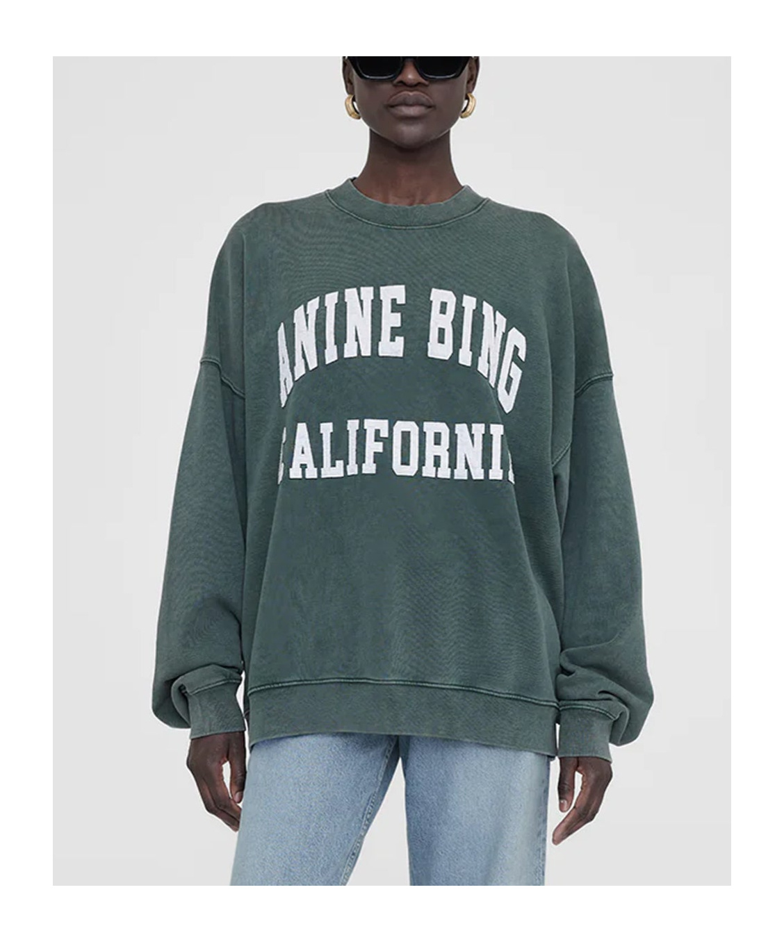 Shop Anine Bing Miles Logo-printed Crewneck Sweatshirt In Green