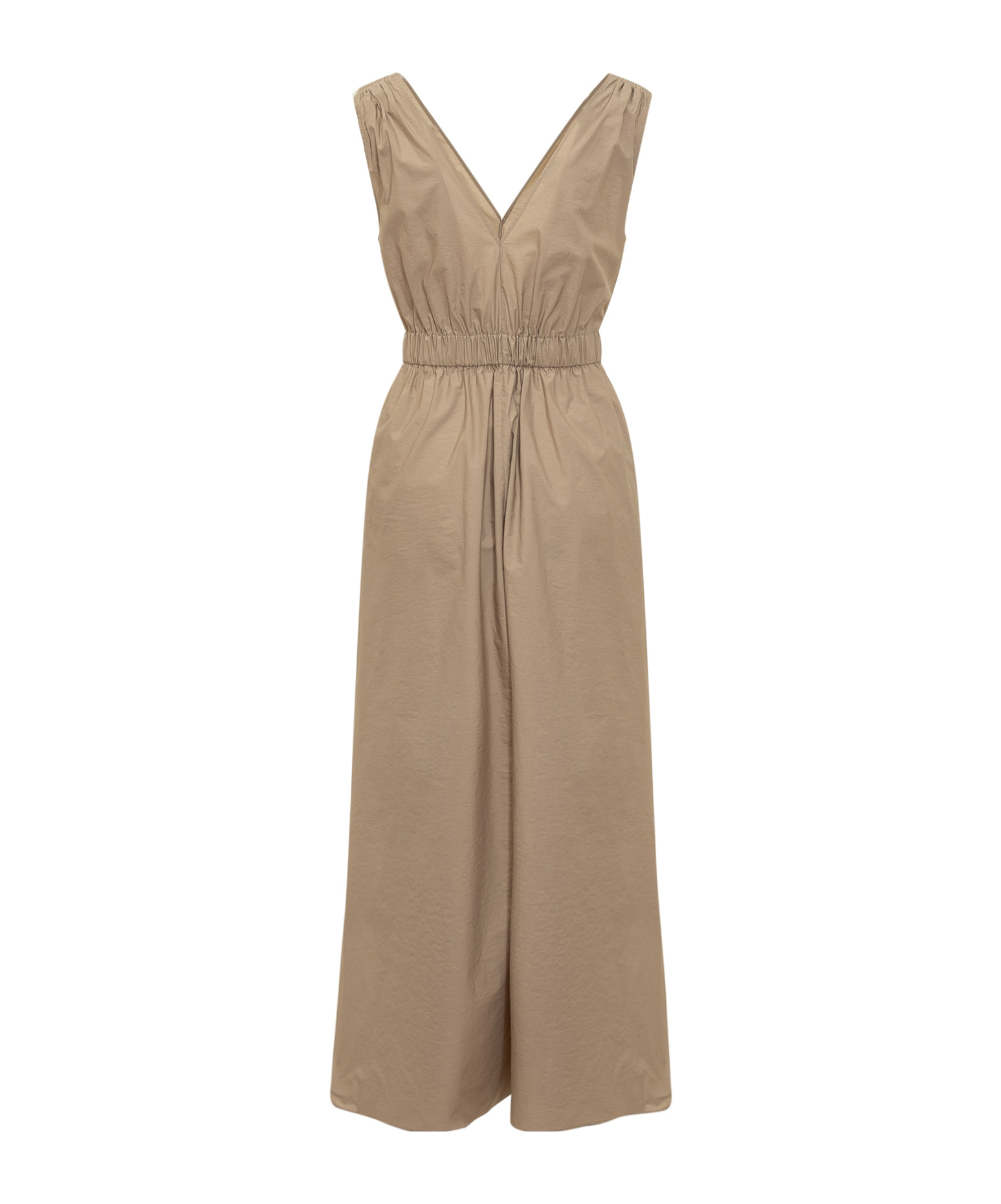 Brunello Cucinelli Techno Cotton Poplin Dress With Precious Shoulder Detail In Nude