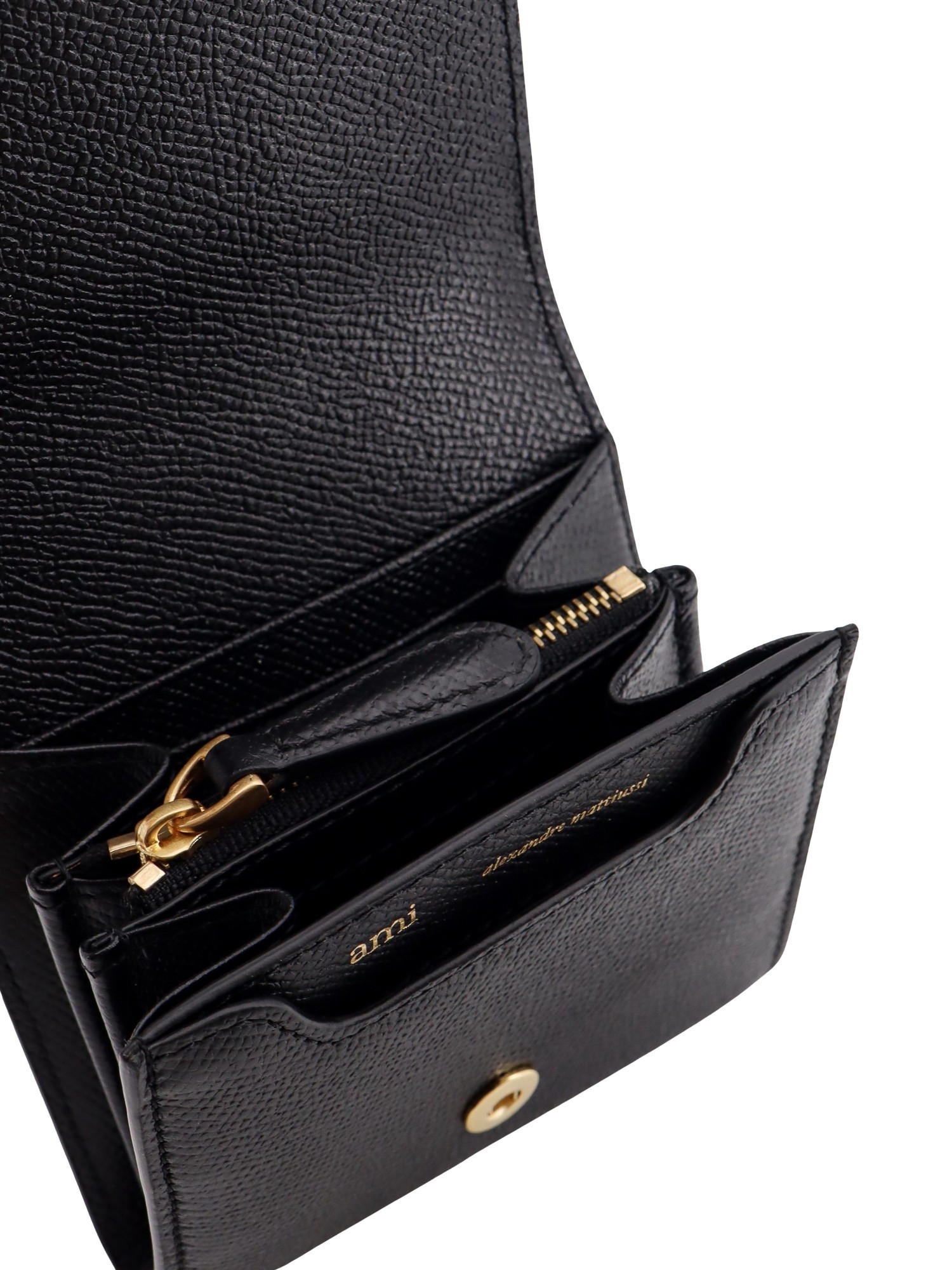 Ami Alexandre Mattiussi Ami Logo Plaque Tri-fold Wallet In Black