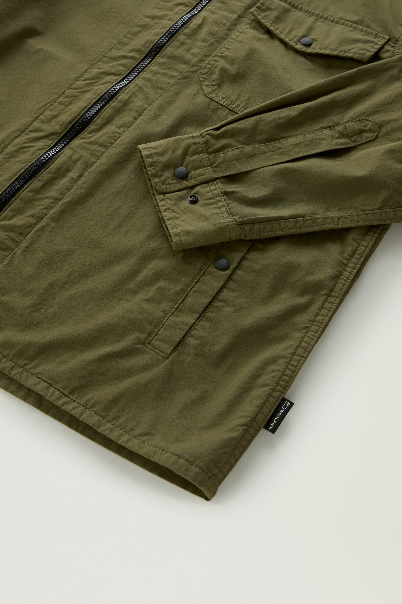 Woolrich Olive Green Cotton Gabardine Oversized Shirt In Green