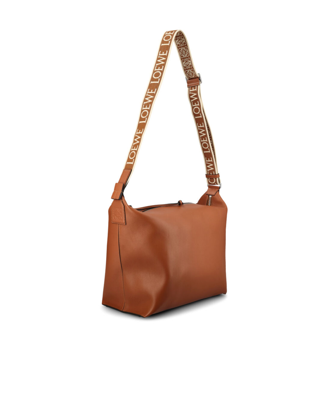 Loewe Cubi Jacquard Strap Crossbody Bag In Brown