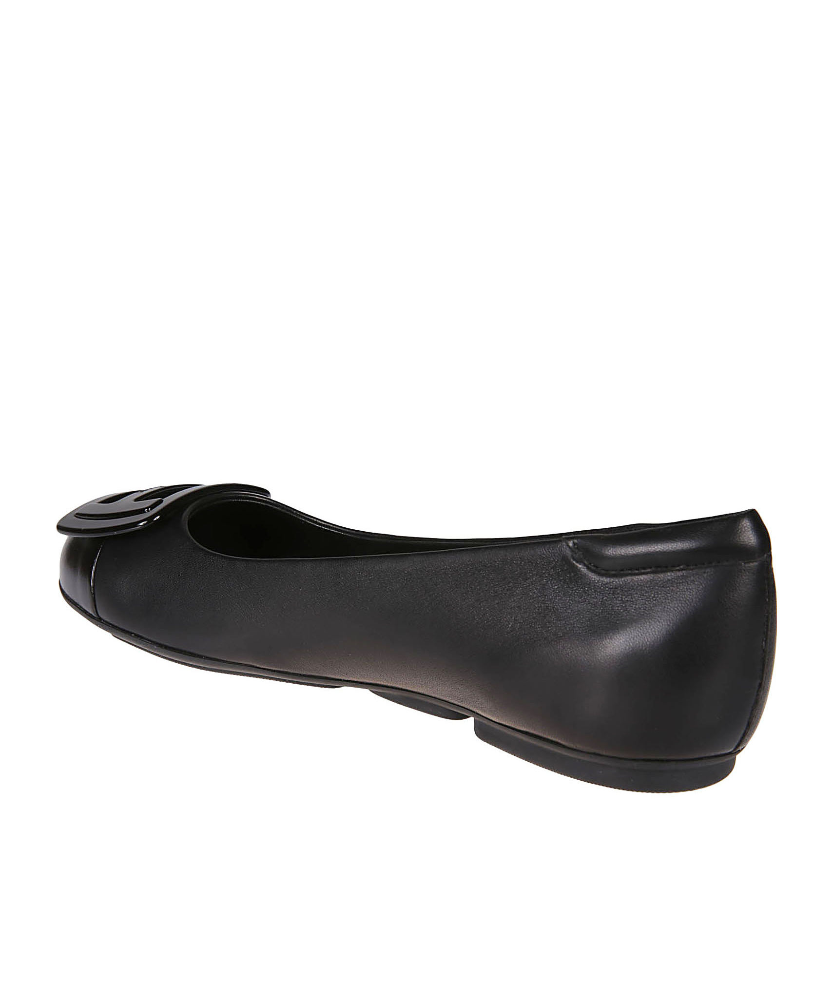 Hogan Leather Ballet Flats With Maxi Plaque In Black