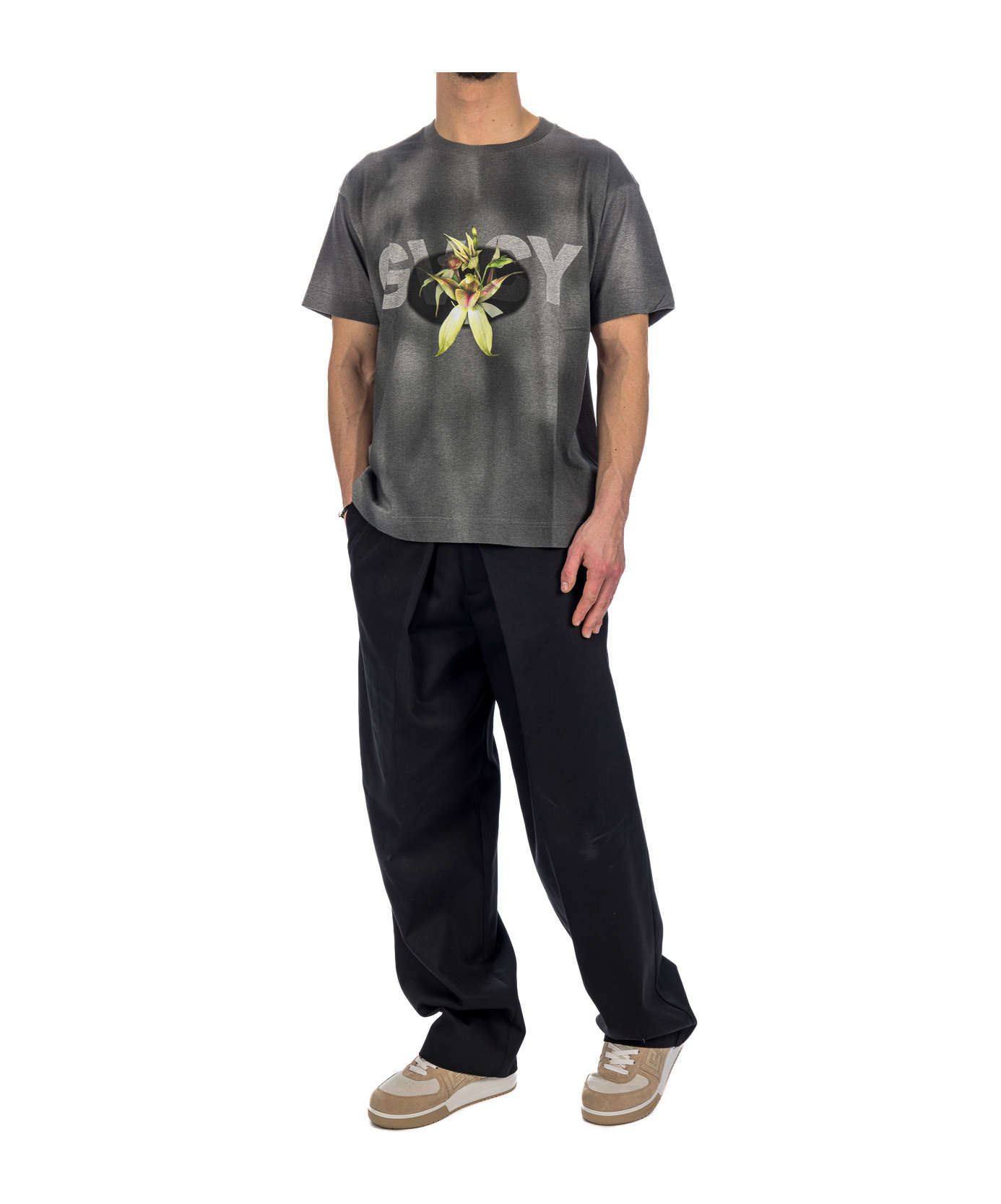 Givenchy T-shirt With Round Neck And Short Sleeves In Gray
