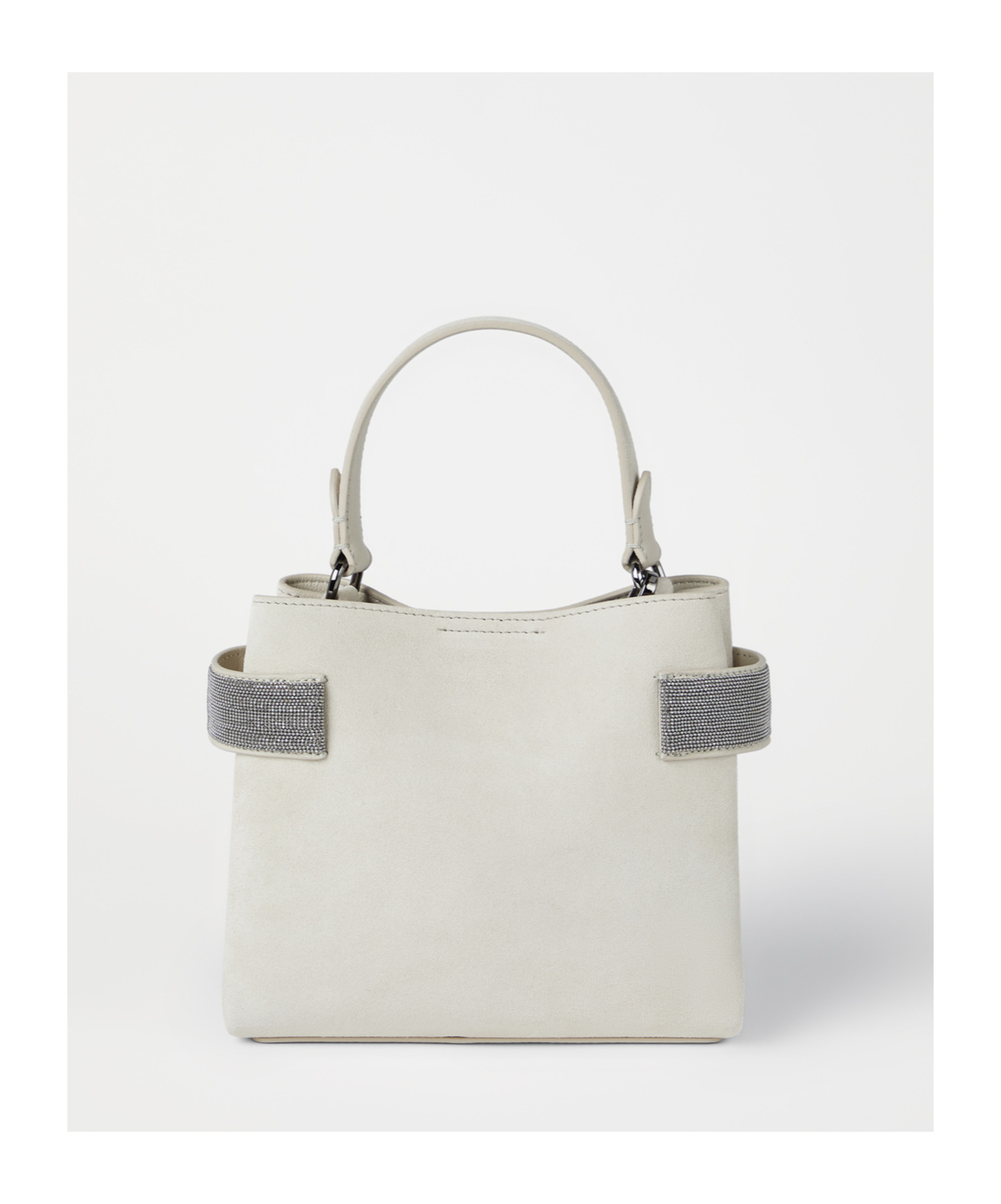 Brunello Cucinelli Monili Beaded Detail Shoulder Bag In White