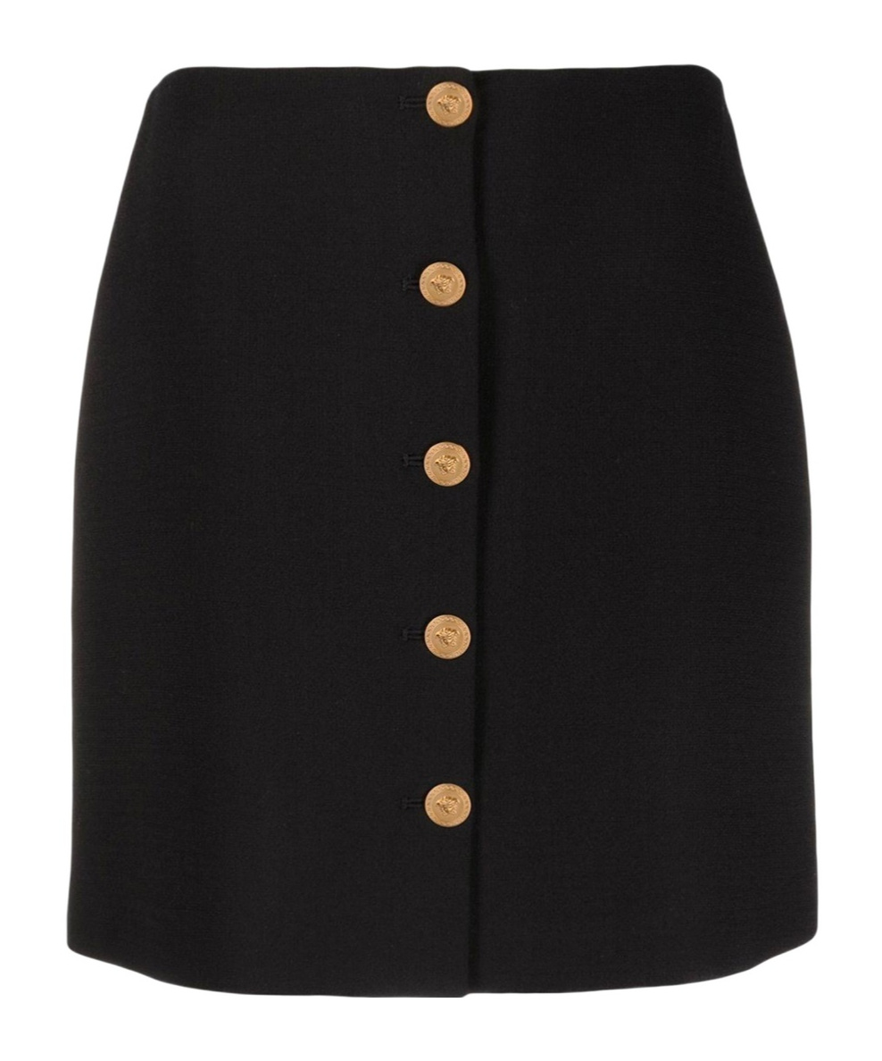 Shop Versace Medusa-buttons Crêpe Miniskirt In Nude