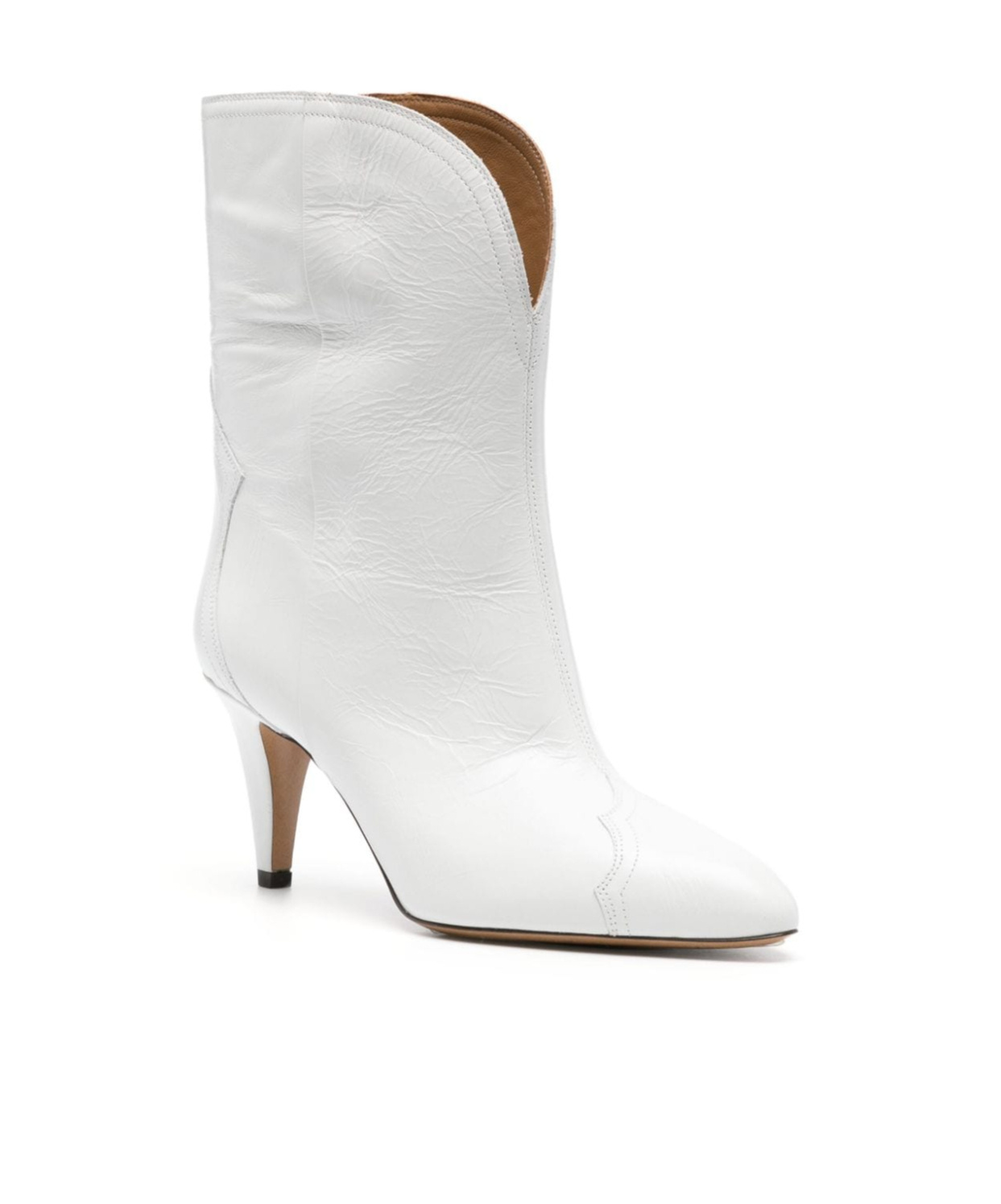 Isabel Marant Dythey Leather Western Boot In White