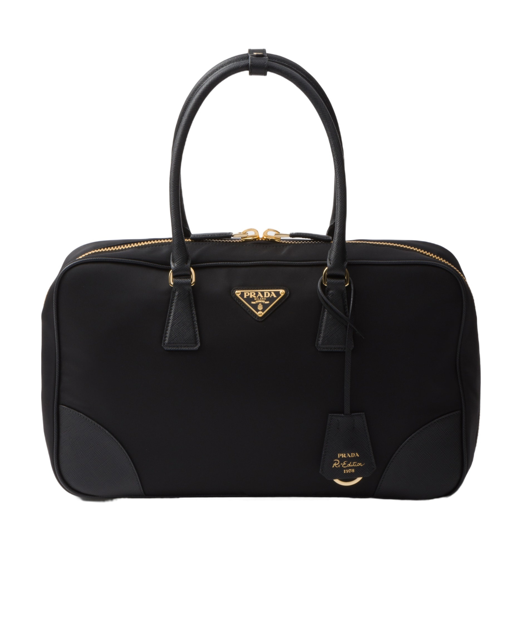 Prada 1978 Medium Re-nylon Clutch Bags In Black