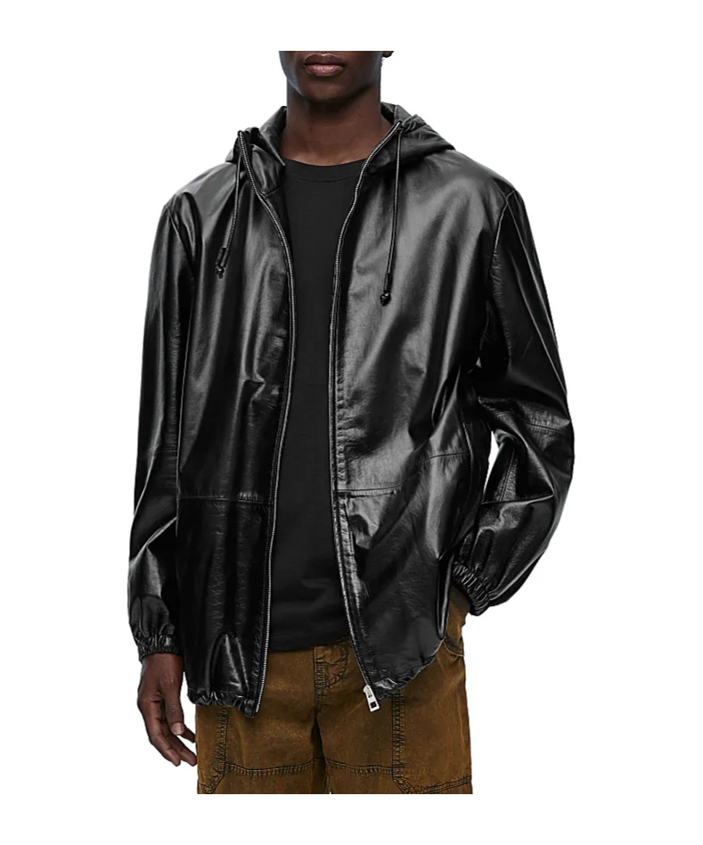 Loewe Zip Closure Hooded Jacket In Black