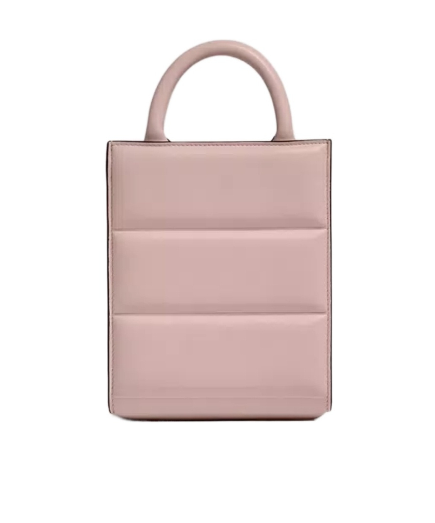 Moncler Doudoune Leather Mini Tote Bag In Pink