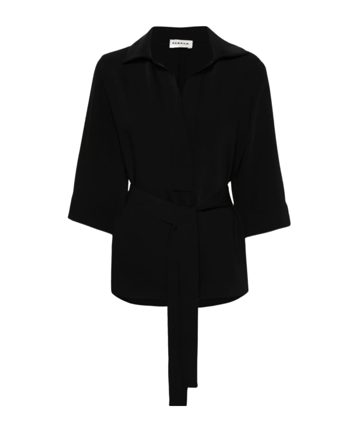 P.a.r.o.s.h Tied-waist Cady Blouse In Black