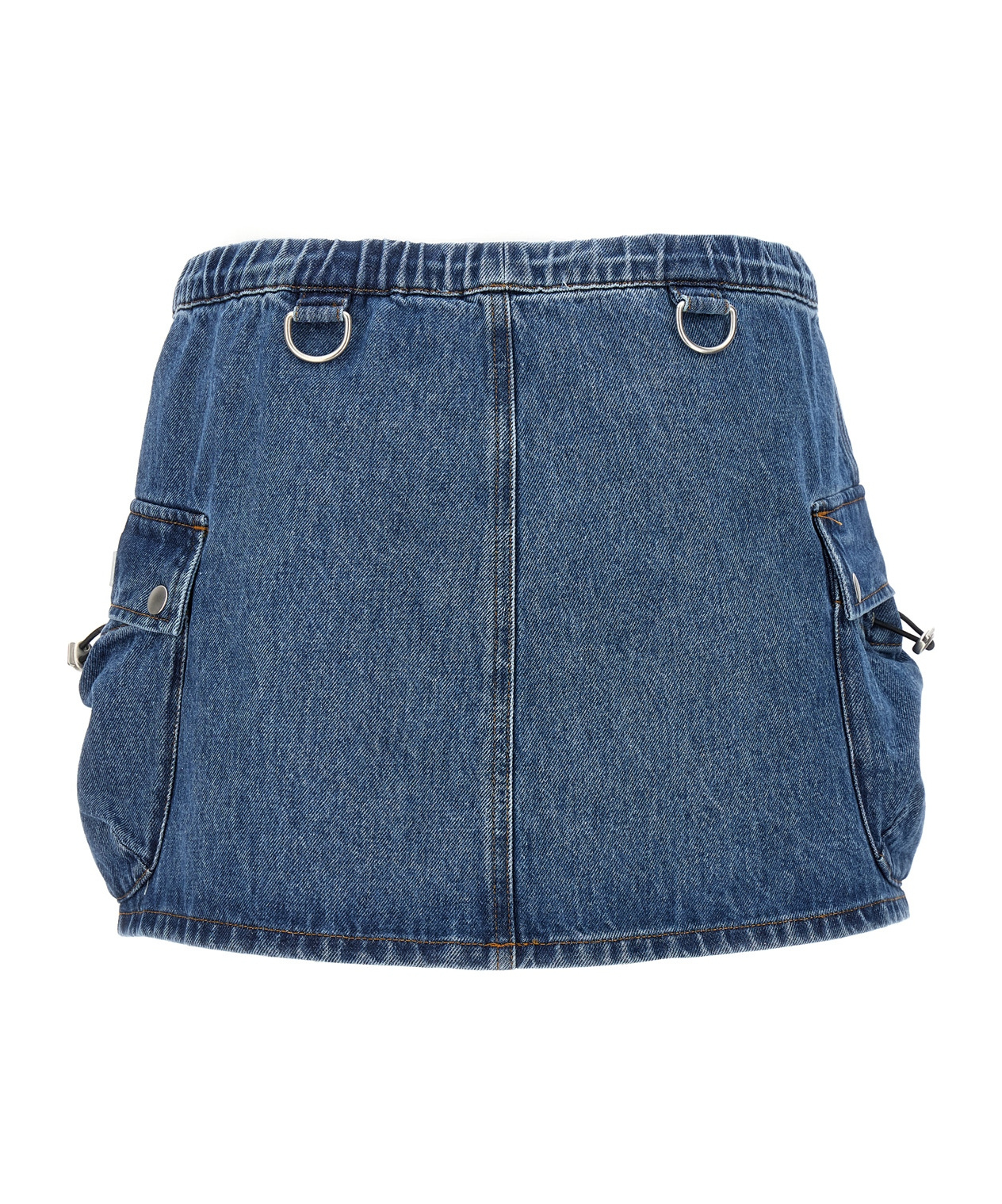 Coperni Denim Skirt With Frontal Logo Patch In Blue