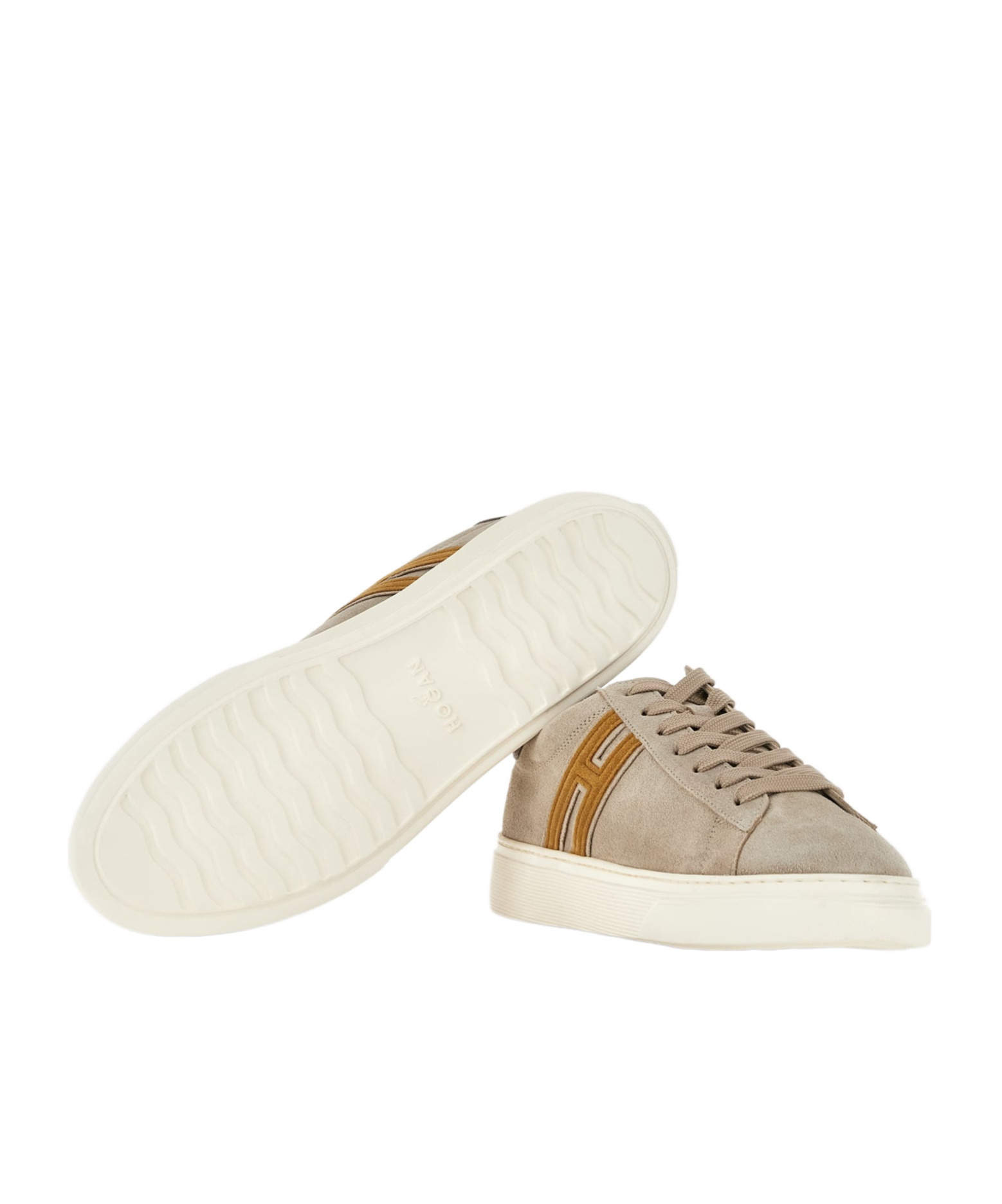 Hogan Man Sneakers Beige Size 12 Leather In Pattern