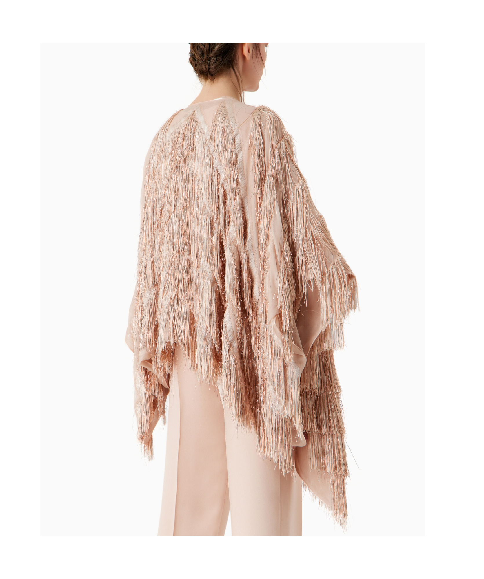 Giorgio Armani Tassel-embellished Draped Cape In Nude