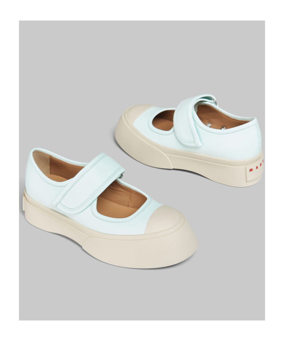 Marni Blue Pablo Mary Jane Ballerina Flats In White