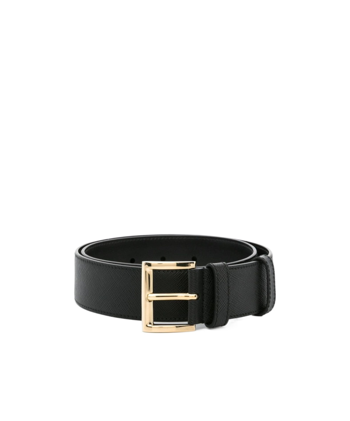 Prada Logo Plaque Leather Belt In Black