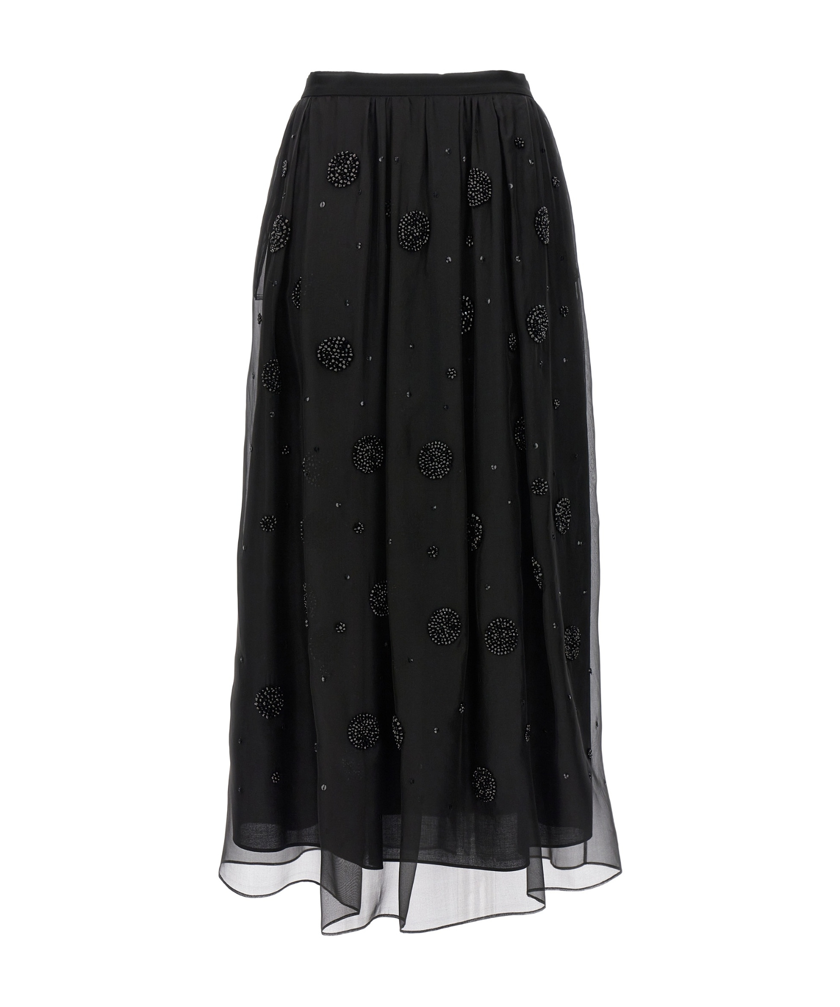 Max Mara All-over Embellished Long Skirt In Black