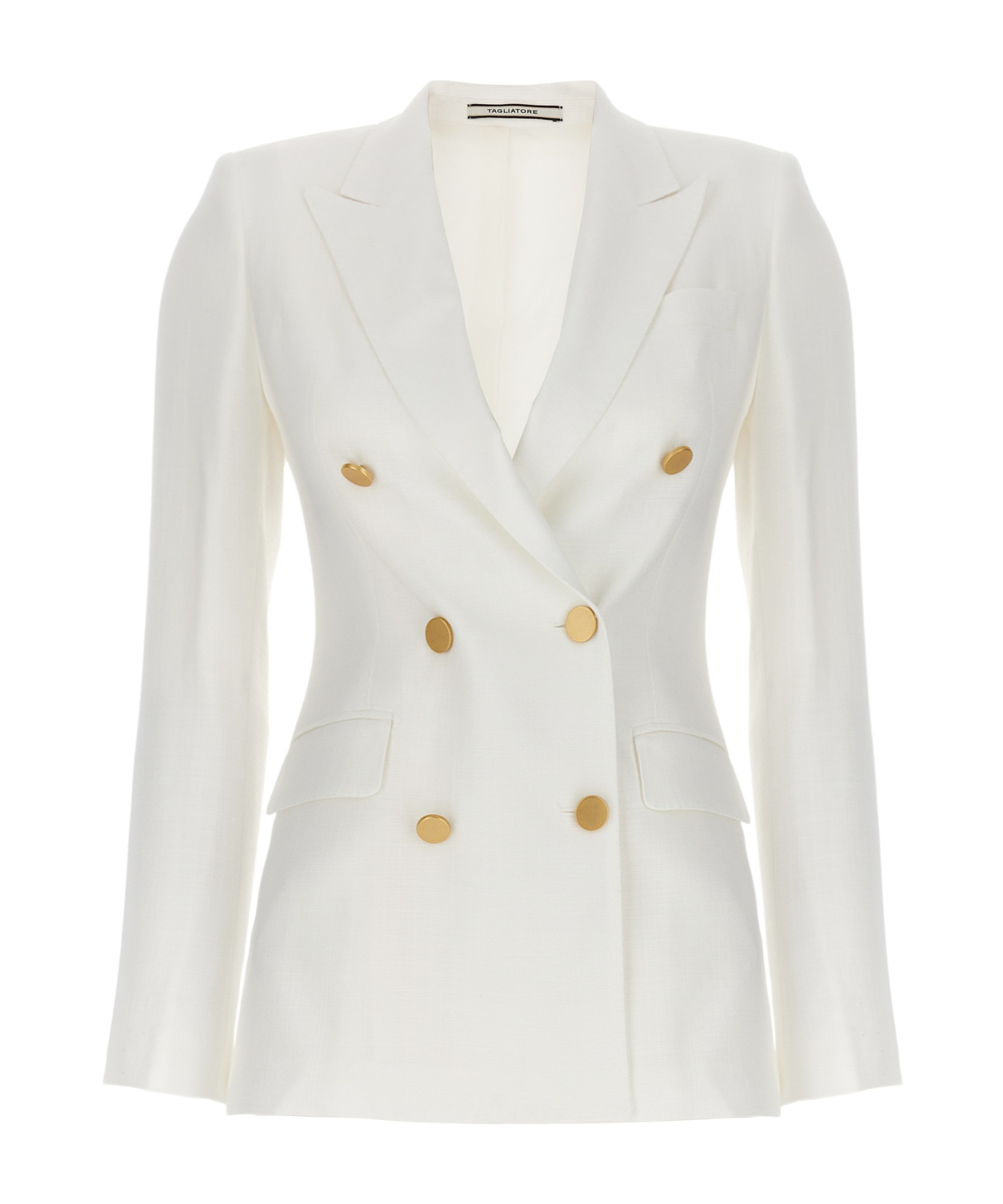 Tagliatore Lapel Long-sleeved Suit Coat In White