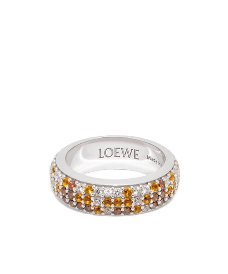 Loewe Thin Pavé Ring In Sterling Silver And Crystals Size:13 For Woman In Purple