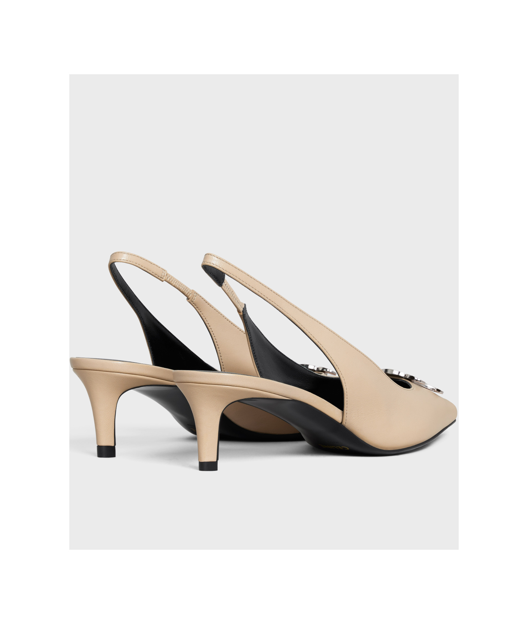 Celine Logo Exposed Heels In Brown