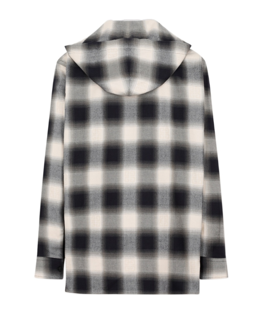 Givenchy Hooded Checked Shirt In Gray