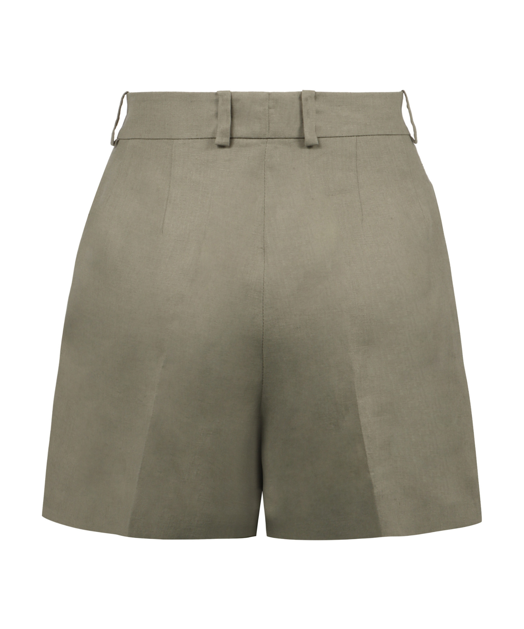 Kiton Linen High Waist Pleated Shorts With Belt Loops In Gray