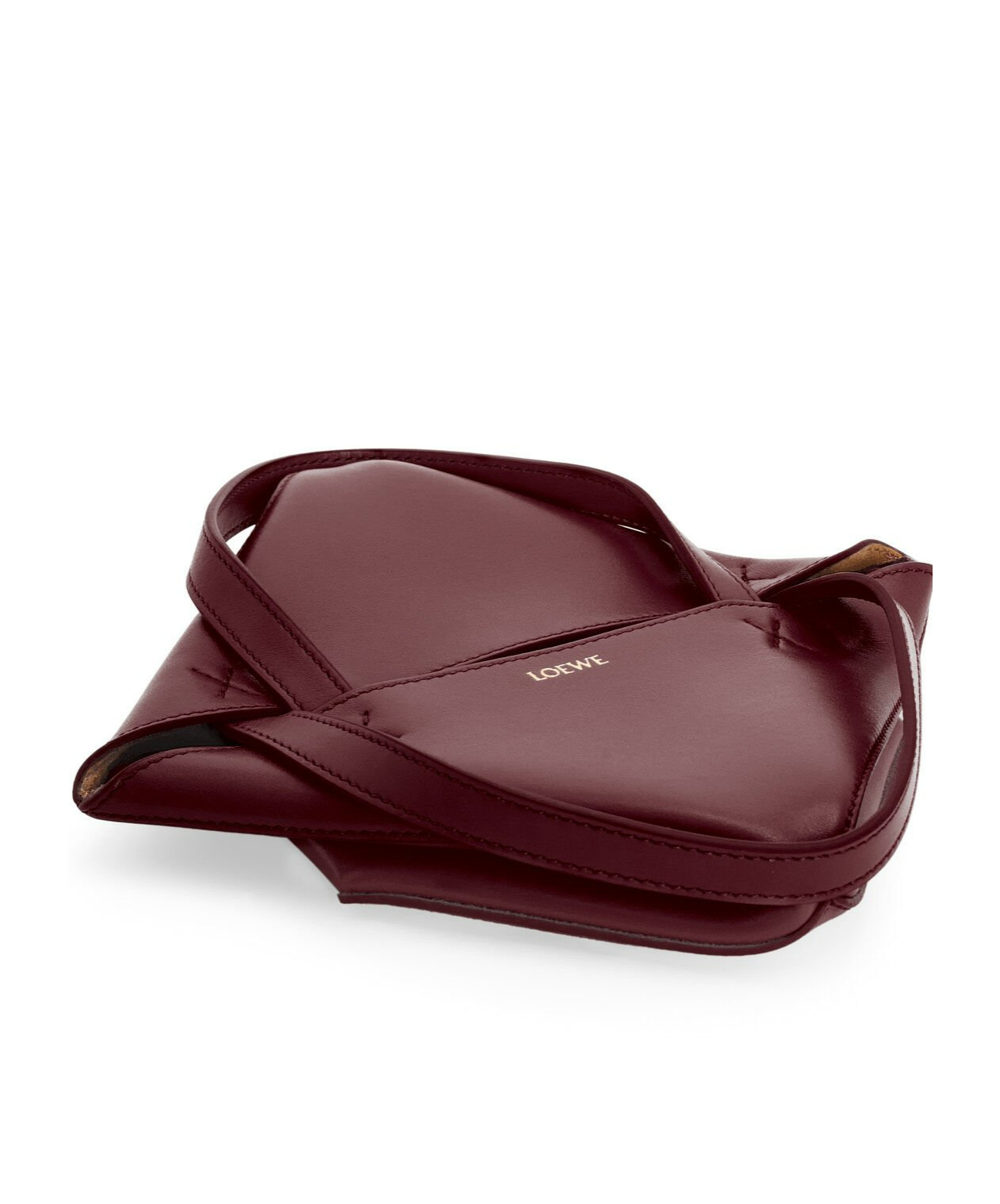 Loewe Mini Puzzle Fold Tote In Shiny Calfskin In Red