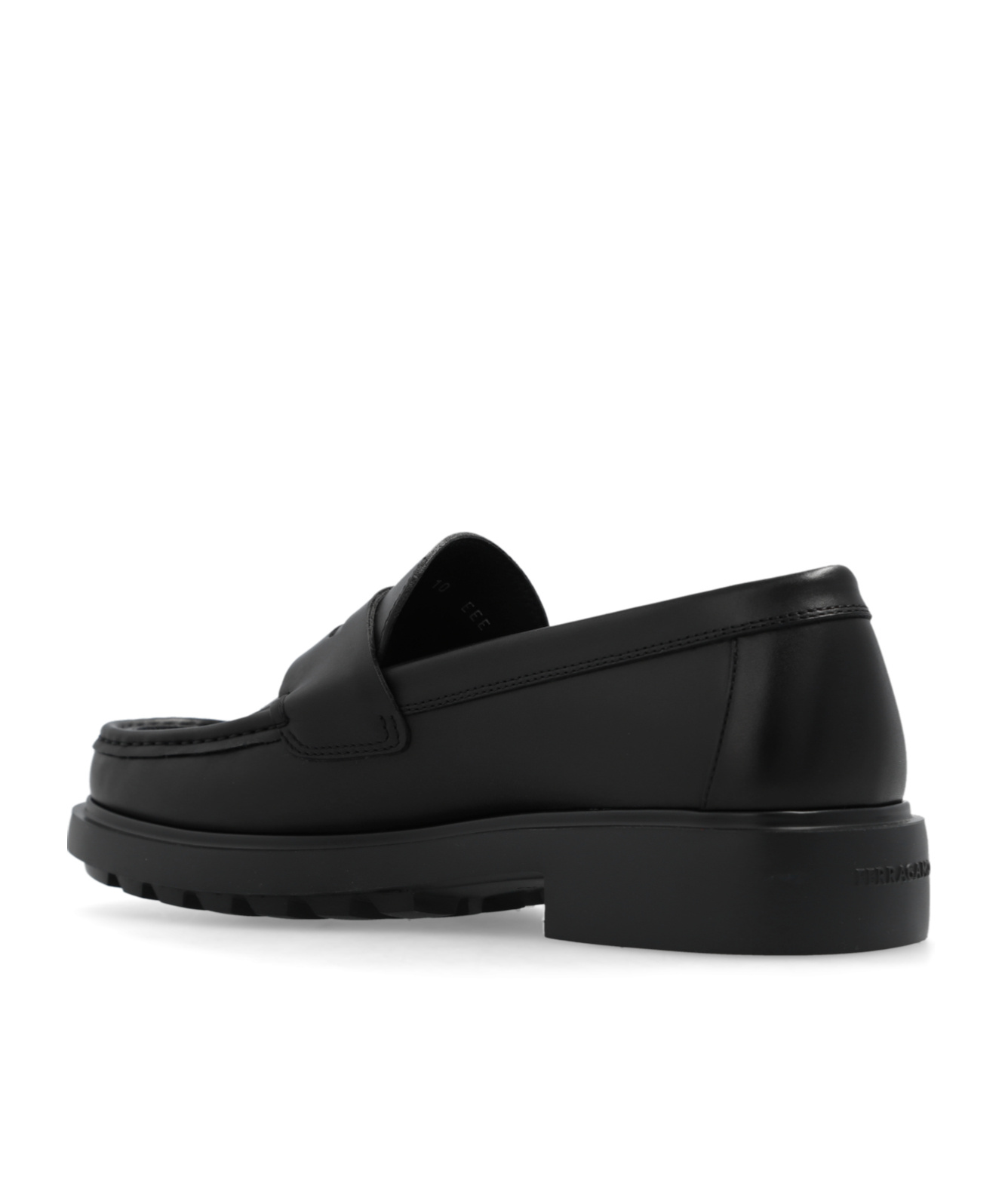 Ferragamo Round Head Loafer Shoes In Black