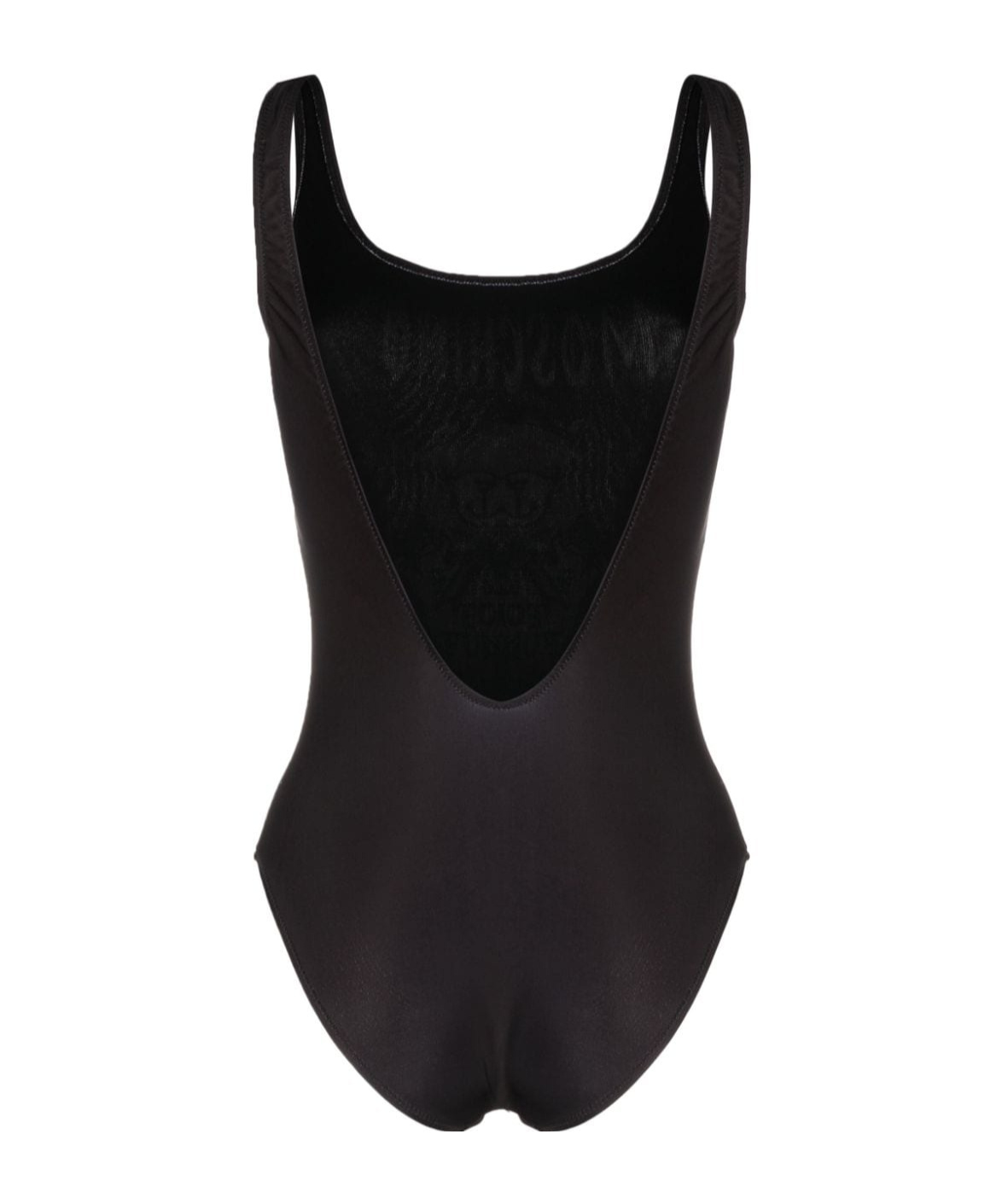 Moschino Logo Lycra One Piece Swimsuit In Black