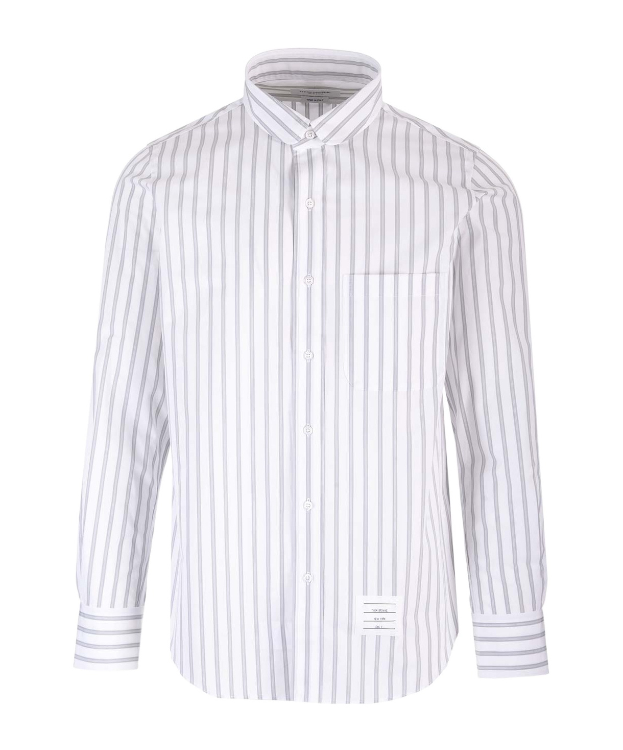 Thom Browne Straight Fit Mini Round Collar Shirt In White