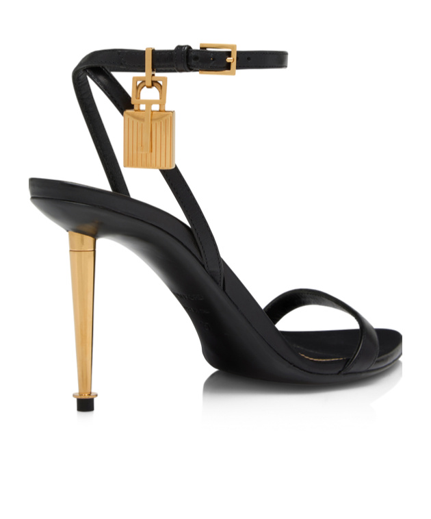 Shop Tom Ford Padlock 85mm Leather Sandals In Black